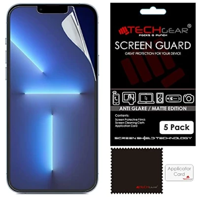 Abbildung von TECHGEAR 5 Stück Matt Displayfolie für iPhone 14 Plus Matte Anti Glare Blendschutz Schutzfolie mit Reinigungstuch + Applikationskarte Film Folie kompatibel