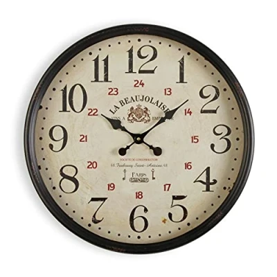 Abbildung von Versa Beaujolaise Dekorative Wanduhr für die Küche, das Wohnzimmer, Esszimmer oder Schlafzimmer, Maßnahmen (H x L B) 50 13,5 cm, Metall, Farbe: Schwarz
