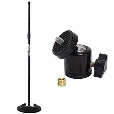 Abbildung von keepdrum MS096 Mikrofonständer gerade + Kugelgelenk Stativ Adapter 1/4&quot; zu 3/8&quot;