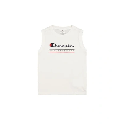 Abbildung von Champion Jungen Legacy Boy Graphic Sleeveless Crewneck T Shirt with Large Logo Tanktop, White (WW001),
