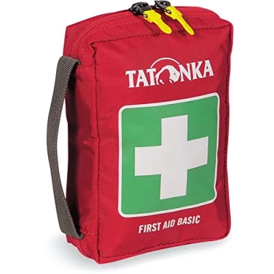 Abbildung von Tatonka First Aid Basic Erste Hilfe Set mit Inhalt U. a. Rettungsdecke, Checkliste und Spickzettel Für die Erstversorgung Outdoor, Wandern Maße: 18 x 12,5 5,5 cm rot