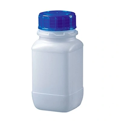 Abbildung von neoLab HDPE Weithals Vierkantflaschen mit PP Blau Schraubverschluss, 250mL Kapazität, 128mm Höhe x 59mm Durchmesser