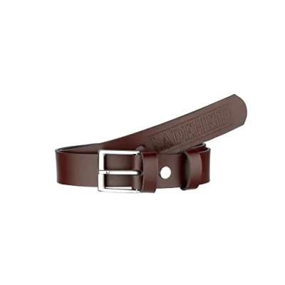 Abbildung von Ladeheid Kinder Gürtel Ledergürtel Mode Accessoire für Jungen mit Schnalle 2,5 cm Breit K1D5 (Braun/Logo 2, 70 (Gesamtlänge 89 cm))