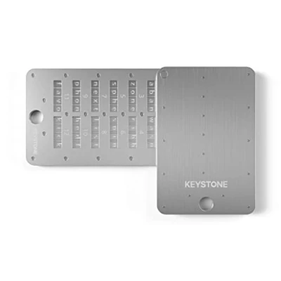 Abbildung von KEYSTONE Crypto Seed Speicher, Stahl Kapsel Metall Wallet, Cold Speicher Backup, 24 Wörter Bitcoin Key Phrase Storage, Platte, Kompatibel mit Ledger, Trezor, KeepKey(Keystone Tablet Plus)