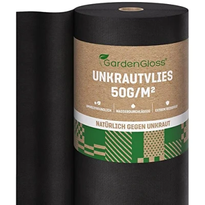 Abbildung von GardenGloss Unkrautvlies Gartenvlies Wasserdurchlässig 50g/m2 Reißfest &amp; UV Stabil 50m2