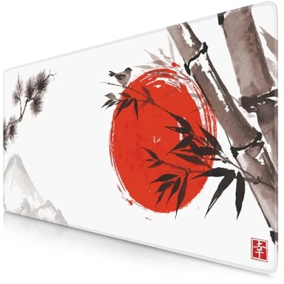 Abbildung von TITANWOLF XXL Speed Gaming Mauspad 900 x 400mm Mousepad Tischunterlage Large Size verbessert Präzision und Geschwindigkeit Sumi e Bamboo