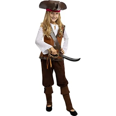 Abbildung von Metamorph Piraten Kostüm Verfluchte Karibikpiratin für Mädchen, Captain Jack inspiriert von den Filmen