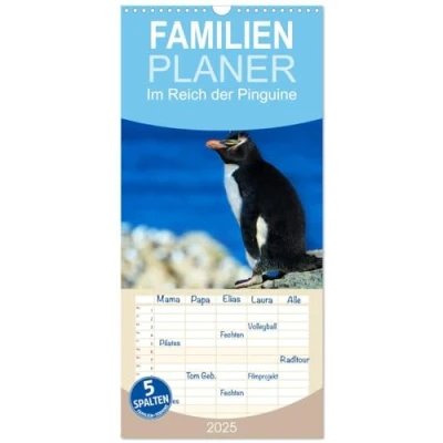 Abbildung von Familienplaner 2025 Im Reich der Pinguine mit 5 Spalten (Wandkalender, 21 cm x 45 cm), CALVENDO