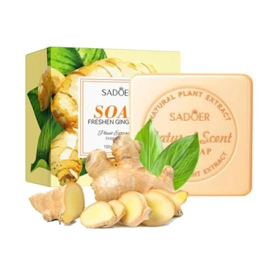 Abbildung von Disnace Naturseife Stück 2 stk a 100 g, Feste Seifen Handgemacht, Frische Ingwer Seife Bar, Ginger Bar Soap, Festes Shampoo, Duschgel, Seifenstück für Haut Haare Körper Gesicht