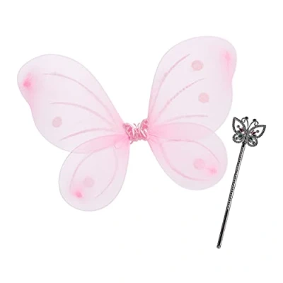 Abbildung von relaxdays Feen Kostüm Feenflügel mit Zauberstab, Pink