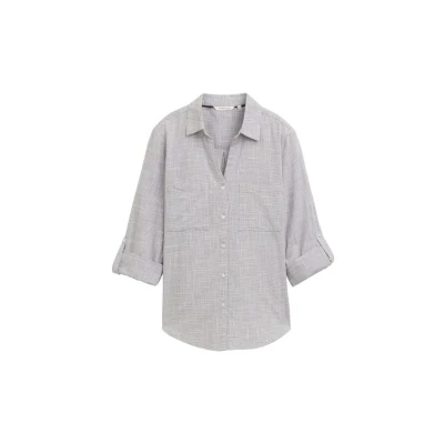 Abbildung von TOM Tailor MIT Brusttaschen Hemdbluse, Damen, Größe: 38, Explicit grey