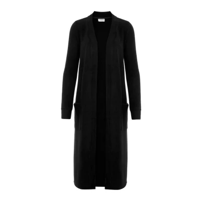 Abbildung von Noisy may Langer Einfarbiger Cardigan Langarm Basic Stretch Strick Jacke mit Vordertaschen NMCITY, Farben:Schwarz,Größe Damen:M