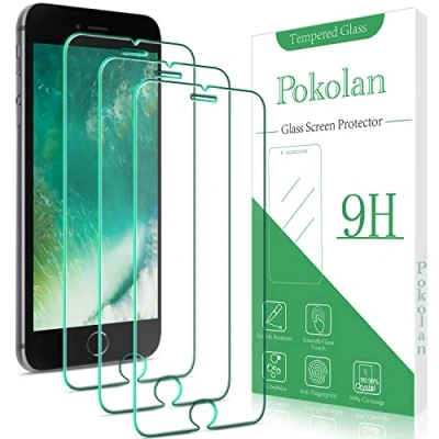 Abbildung von Pokolan 3 Stück Schutzfolie für iPhone 8 Plus, 7 6s 6 Frei von Kratzern,9H Härte, HD Displayschutzfolie, 0.33mm Ultra klar, Blasenfrei, Einfacher Montage