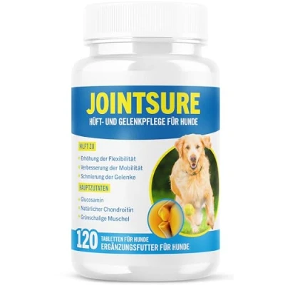 Abbildung von JOINTSURE Gelenktabletten Hund Premium Gelenk Kapseln, 120 Tabletten mit Glucosamin, Gelenkpulver &amp; Grünlippmuscheln, für verbesserte Mobilität Gelenkgesundheit bei Hunden