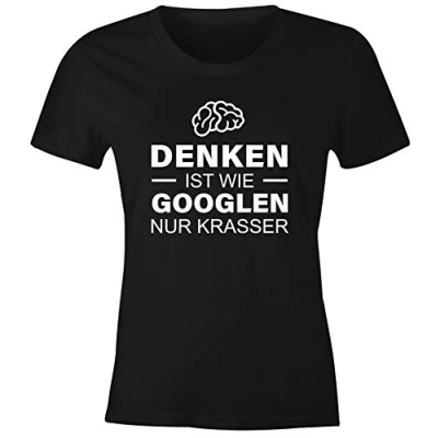 Abbildung von MoonWorks Print Shirt witziges Damen T Denken ist wie googlen nur krasser Spruch lustig Fun Slim Fit Moonworks® mit
