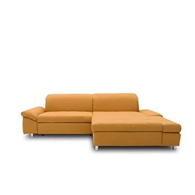 Abbildung von DOMO. collection Ecksofa Mika, Sofa mit Schlaffunktion und Bettkasten in L Form, Schlafsofa Rücken Armlehnfunktion, Polsterecke 260 x 178 80 cm (BxTxH), gelb