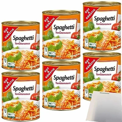 Abbildung von Gut&amp;Günstig Spaghetti in Tomatensauce 6er Pack (6x800g Dose) + usy Block