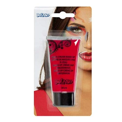 Abbildung von Boland 45006 Tube Make Up Creme, Rot, 38 ml, Schminkfarbe, Körperfarbe, auf Wasserbasis, leicht zum Auftragen und zu Entfernen, Mottoparty, Karneval, Halloween