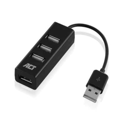 Abbildung von ACT USB Hub Mini, 4 Port USB, tragbarer Verteiler, für PC und Laptop AC6205