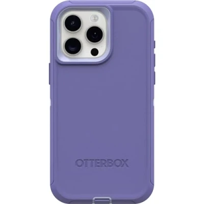 Abbildung von OtterBox Schutzhülle für iPhone 15 Pro Max (nur) Defender Series Mountain Majesty (lila), Bildschirmlos, robust und langlebig, mit Portschutz, inklusive Holster Clip Ständer