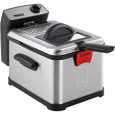 Abbildung von Princess 183001 Fritteuse Superior 3200 Watt, Fritteuse, 3 l, 190 C, Eins/Eine(r), Schwarz, Edelstahl, Drehregler