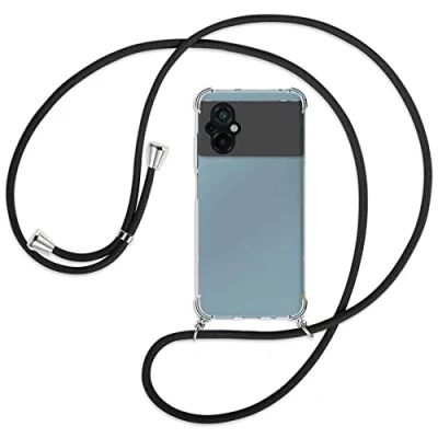 Abbildung von mtb more energy® Handykette kompatibel mit Xiaomi Poco M5 schwarz Smartphone Hülle zum Umhängen Anti Shock Full TPU Case