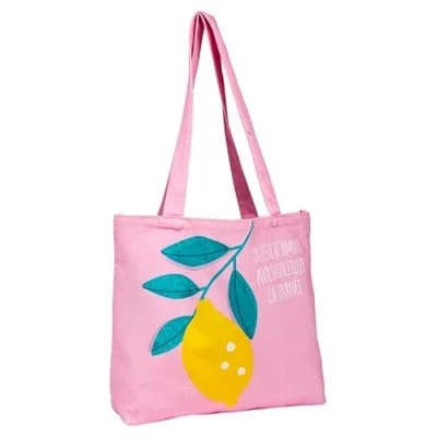 Abbildung von Draeger Paris Tote Bag &quot;Zeste&quot; (auf Französisch) leicht, robust und ultraweich geräumige Innenseite aus 100% Baumwolle Einkaufstasche wiederverwendbar