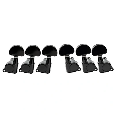 Abbildung von Musiclily Basic 3L3R Gitarren Mechaniken Tuners Tuning Pegs Keys Machine Heads für LP SG E Gitarre oder Folk Akustikgitarre, Schwarz Half Moon Knopf