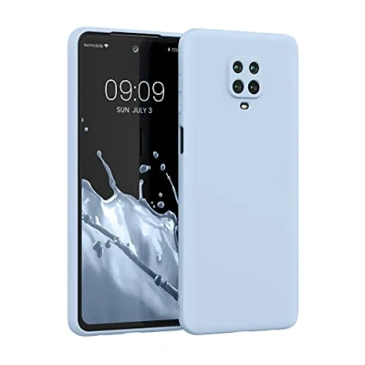 Abbildung von kwmobile Hülle kompatibel mit Xiaomi Redmi Note 9S / 9 Pro Max gummierte TPU Silikon Handyhülle Schutzhülle für kabelloses Laden Case in Hellblau matt