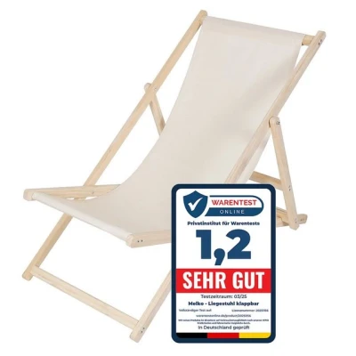 Abbildung von Melko Gartenstuhl Strandliege Liegestuhl Gartenliege Holz Freizeitliege Campingliege (Stück, 1 St), Inkl. Sicherung gegen ungewolltes Zusammenklappen
