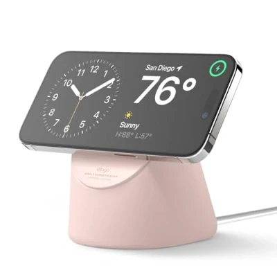 Abbildung von elago MS1 Ladestation Kompatibel mit MagSafe Ladegerät, Premium Ständer iPhone 16, 15, 14, 13, 12 Serie, Designed für Standby Modus (ios 17) [Ladegerät Nicht enthalten] (Sandrosa)