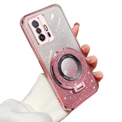 Abbildung von Handyhülle für Xiaomi 11TMi 11T Pro Hülle, Magnetischer Ring Ständer Mi 11T/11T Fingerhalter Soft TPU Stoßfeste Bling Schutzhülle mit (11T/11T Pro,AA)