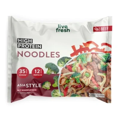 Abbildung von LiveFresh High Protein Nudeln 21 x 400g Diät Feriggerichte mit Rindfleisch Low Carb Pasta 24g und nur 360 kcal pro Portion Schnell zubereitet Schonend schockgefrostet