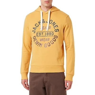 Abbildung von JACK&amp;JONES Herren JJMIKK Sweat Hood Kapuzenpullover, Honey Gold/Print:Big, S