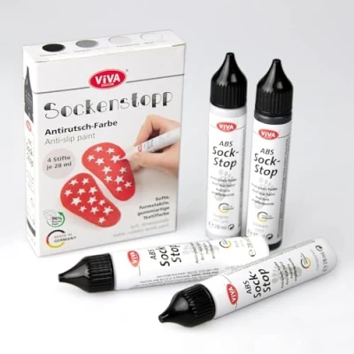 Abbildung von Viva Decor Textilfarbe Sockenstopp Antirutsch Farbe, 4 Stifte je 28ml