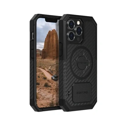 Abbildung von Rokform iPhone 13 Pro Hülle, Rugged Series, Dual Magnet Plus MagSafe kompatibel, magnetische Schutzhülle für Apple Gear, Cover mit RokLock Twist Lock, Drop Tested Armor (Schwarz)