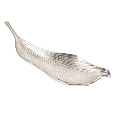 Abbildung von riess ambiente Dekoschale ABSTRACT LEAF 64cm silber (1 St), Metall · im Blattdesign Obstschale Handarbeit Accessoire