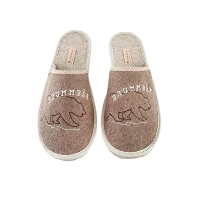 Abbildung von Adelheid Brummbär Herren Filzpantoffel Männergeschenk Made in Portugal im Geschenkkarton geliefert, Farbe:Taupe, Größe:46/47