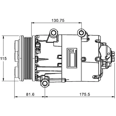 Abbildung von MAHLE ORIGINAL ACP 1331 000P Kompressor 7VS16ic 12V PAG 46 YF R1234yf, R134a mit Dichtring ohne Ölablassschraube FORD: MONDEO 4 Turnier