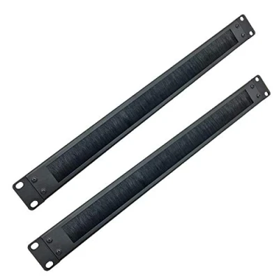 Abbildung von JINGCHENGMEI 2er Pack 1HE Kabel Durchführung mit Bürstenleiste 19 Zoll Netzwerk Schrank Patch Schwarz (BF01UAB2)…