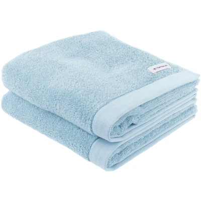 Abbildung von TOM TAILOR Handtuch, 2er Set, 50 x 100 cm, 100% Baumwolle / Frottier, mit Aufhänger und Label Logo, COLOR BATH TOWEL Hellblau (Sky Blue)