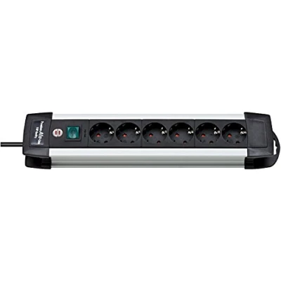 Abbildung von 5er Vorteilspack Brennenstuhl Premium Alu Line Steckdosenleiste 6 fach schwarz mit Schalter, 1391000016
