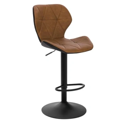 Abbildung von EUGAD 1X Barhocker Barstuhl Bistrohocker Tresenhocker Retro höhenverstellbar und drenbar mit Rückenlehne aus Kunstleder Stahl Braun,0662BY 1