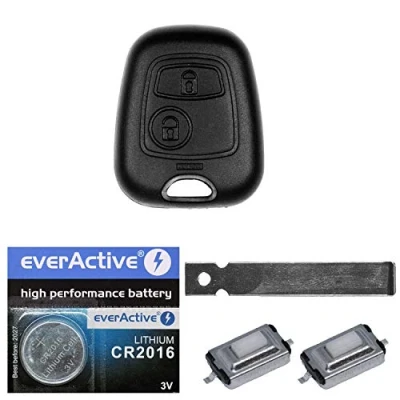 Abbildung von mt key Auto Schlüssel + 1x Rohling HU83 2X Mikrotaster passende CR2016 Knopfzelle, (3 V), für Peugeot 207 307 308 CC SW Break Funk Fernbedienung