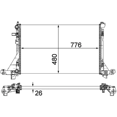 Abbildung von MAHLE ORIGINAL CR 1771 000P Kühler, Motorkühlung für Fahrzeuge ohne Klimaanlage 776 480 26 Kühlrippen mechanisch gefügt RENAULT: MASTER 3 Kasten