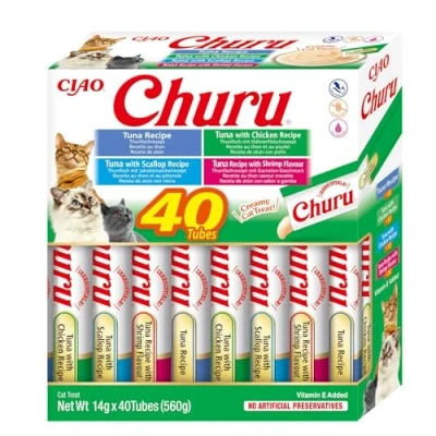 Abbildung von INABA Foods Churu dla kota mix smaków z owocami morza 40x14g