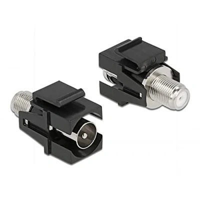 Abbildung von Delock Keystone Modul IEC Stecker zu F Buchse schwarz