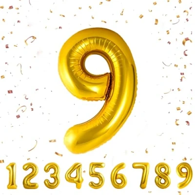 Abbildung von Geburtstag zahlen luftballon 9 jahre Gold Folienballon XXL Riesen in 40&quot; 101cm Geburtstagsdeko Ballon Zahl Deko zum .Fliegt mit Helium