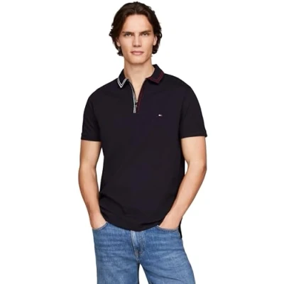 Abbildung von Tommy Hilfiger ZIP Placket Tipping Poloshirt, Herren, Größe: XS, Desert sky