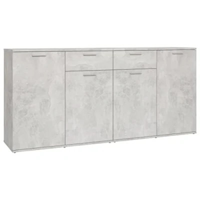 Abbildung von vidaXL Sideboard mit 4 Türen 2 Schubladen Kommode Anrichte Mehrzweckschrank Beistellschrank Schrank Standschrank Betongrau 160x36x75cm Holzwerkstoff